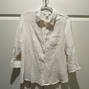 Anna and Frank White Silk Button Down Shirt